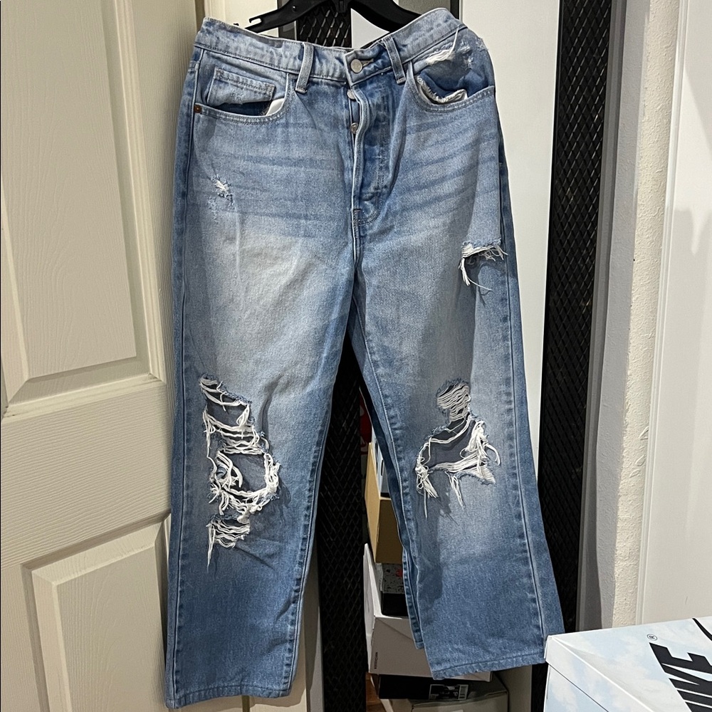 Cello Light Blue Ripped Wide Leg Jeans